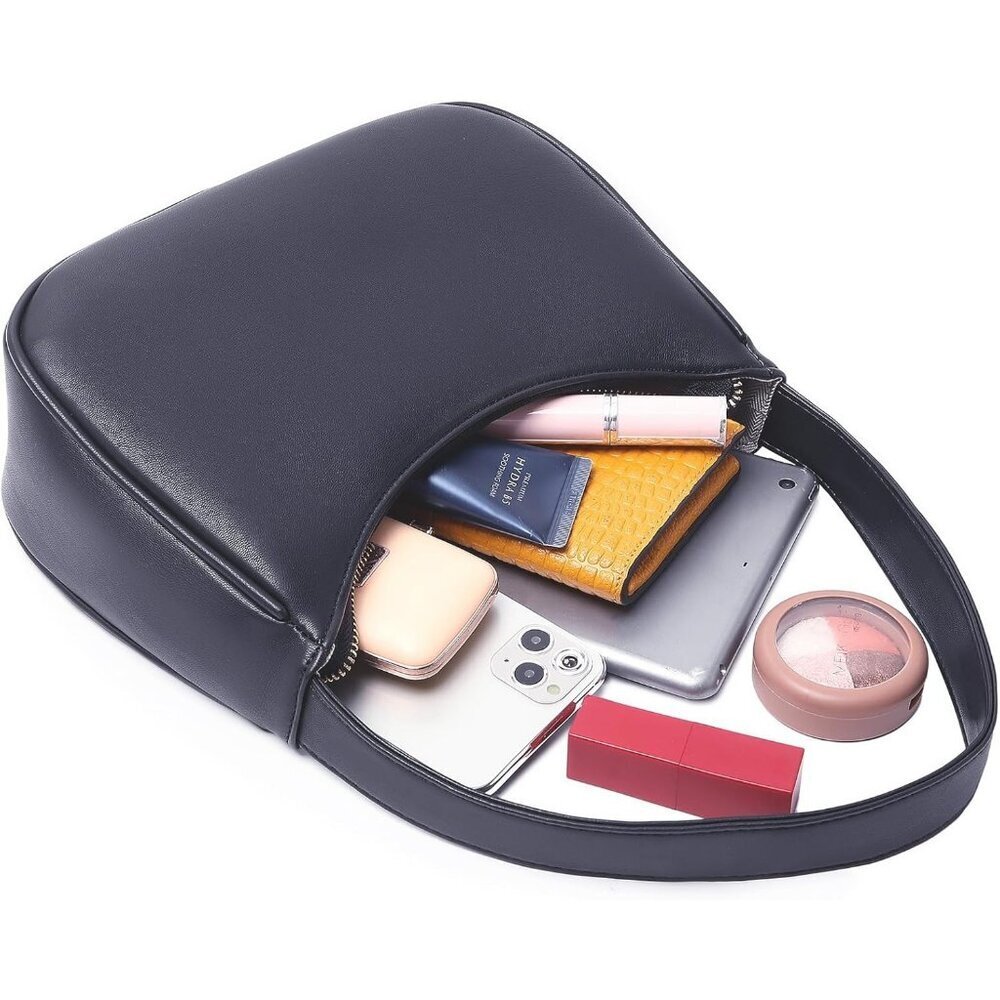 Women’s Dark blue Cute Hobo Tote Handbag Mini Clutch Purse with Zipper Closure - Picture 6 of 6